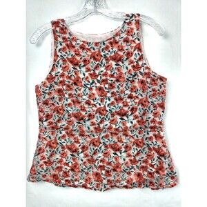 Zara Basics Womens Sleeveless Peplum Floral Top Size Small Cottagecore Garden